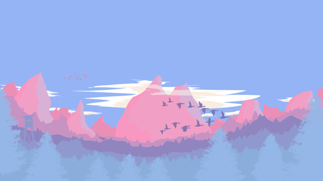 2d Berg Panorama zum Sonnenuntergang