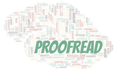 Proofread typography word cloud create with the text only