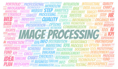 Fototapeta premium Image Processing typography word cloud create with the text only.