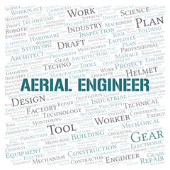 Aerial Engineer typography word cloud create with the text only