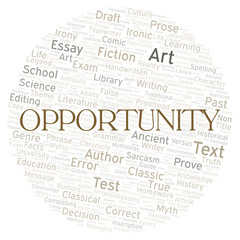 Opportunity typography word cloud create with the text only