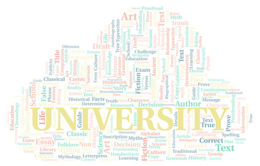 University typography word cloud create with the text only