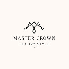 Initial M letter as elegance crown creative logo design