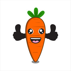 Cute thumbs up carrot mascot illustration