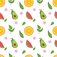 Seamless fruit pattern, vector pattern