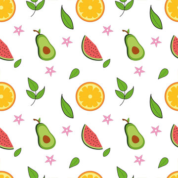 Seamless fruit pattern, vector pattern