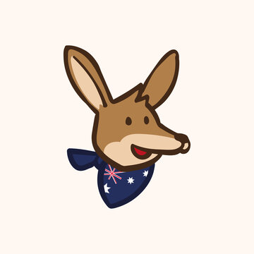 Cartoon kangaroo with Australia flag as bandana mascot design