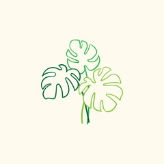 Simple monstera plant vector illustration design