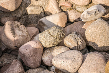 Pile of stones boulders in nature