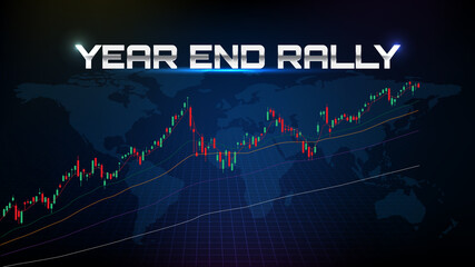 abstract background of trading stock market YEAR END RALLY and EMA indicator technical analysis graph