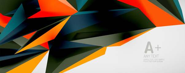 Vector triangle geometric backgrounds. Low poly 3d shape on light backdrop. Vector illustration for covers, banners, flyers and posters and other designs