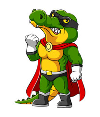 Obraz premium The crocodile with the super heroes costume and black mask