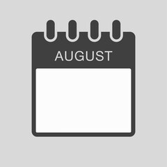 Icon page calendar, month August, to-do list