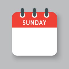 Vector icon page calendar, days of week Sunday