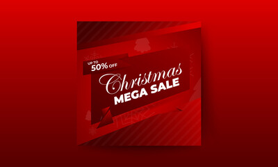 Christmas sale social media post design template, Merry Christmas sale banner design template
