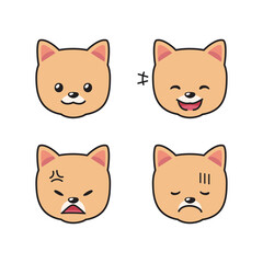Set of pomeranian dog faces showing different emotions for design.