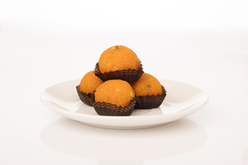 Plate of Indian sweets Motichoor Laddu
