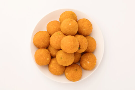 Plate of Indian sweets Motichoor Laddu