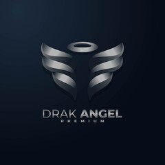 Vector Logo Illustration Dark Angel Gradient Colorful Style.