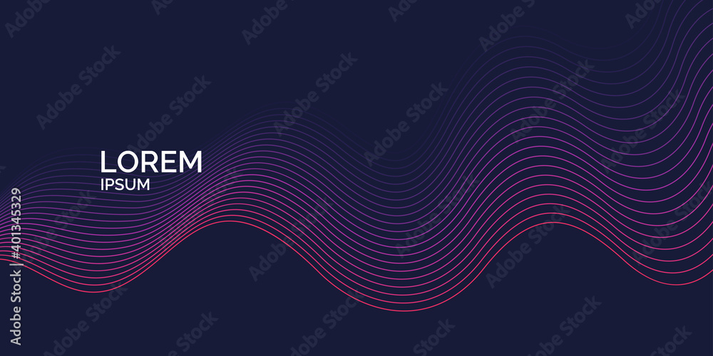 Poster vector abstract background with dynamic waves and lines.