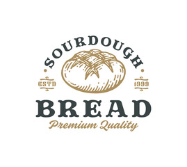 Sourdough Bread Abstract Sign, Symbol or Logo Template.