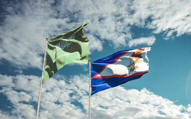 Flags of Saudi Arabia and American Samoa.