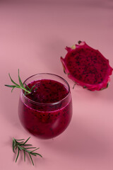 Dragon fruit juice in a glass