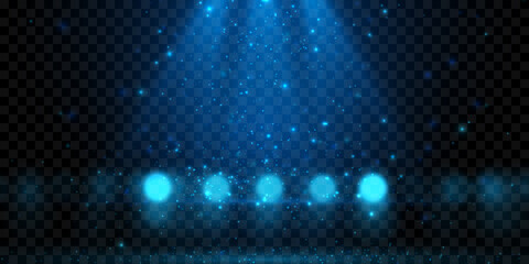 Blue light effect isolated on dark  transparent background.