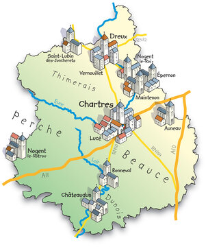 28 Carte du d&eacute;partement de l'Eure-et-Loir