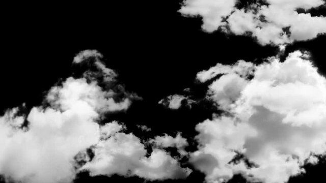 Animation of clouds flowing / 4K (black background)