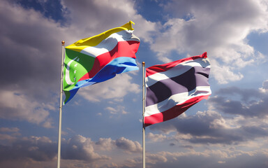 Flags of Thailand and Comoros.