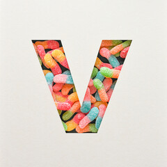 Font design, Abstract alphabet font with jelly, realistic typography - V