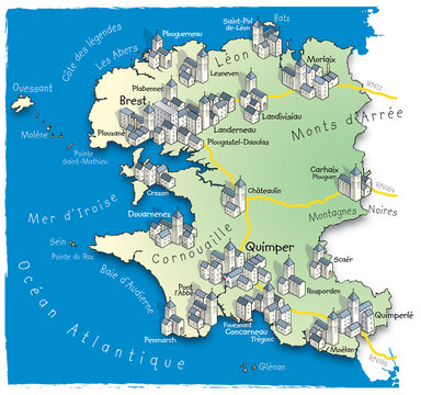 29 Carte du département du Finistère