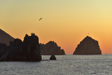 Silhouettes of rocks on The black sea in the village of Gurzuf