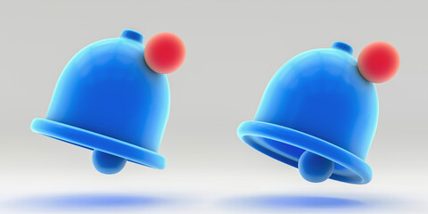 Blue Remind notification bell icon. 3d rendering. 