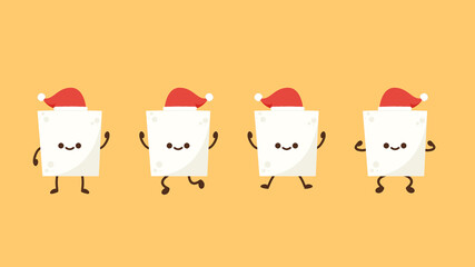 Tofu character design. Tofu cartoon vector on yellow background.