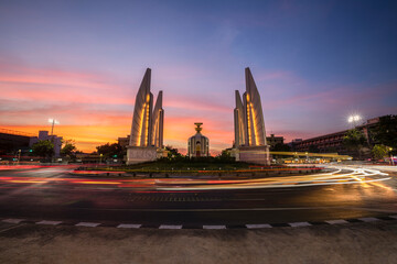 Fototapeta na wymiar The Democracy Monument is a historical of constitution monument in Bangkok, Thailand.
