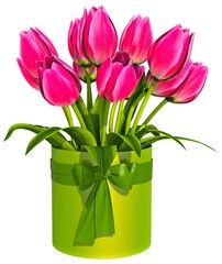 Tulip Bouquet In Box 3D Render