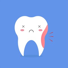 Toothache or sensitive tooth cute illustration. 