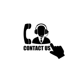 Contact us sign button icon isolated on white background
