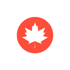 Red maple leaf silhouette orange canadian flag simple minimalist logo vector design illustration sign symbol
