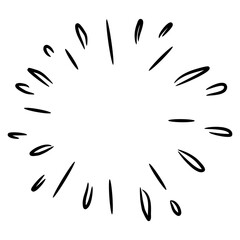 Starburst, sunburst  hand drawn. Design Element Fireworks Black Rays. Comic explosion effect. Radiating, radial lines.