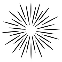 Fototapeta premium Starburst, sunburst hand drawn. Design Element Fireworks Black Rays. Comic explosion effect. Radiating, radial lines.