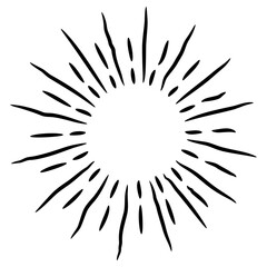 Fototapeta premium Starburst, sunburst hand drawn. Design Element Fireworks Black Rays. Comic explosion effect. Radiating, radial lines.