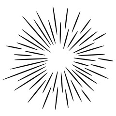 Fototapeta premium Starburst, sunburst hand drawn. Design Element Fireworks Black Rays. Comic explosion effect. Radiating, radial lines.