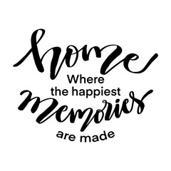 Home where the happies memories are made. Motivational quote.