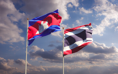 Flags of Thailand and Cambodia.