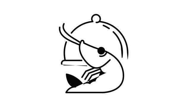 Restaurant shrimp icon animation best on white background for any design
