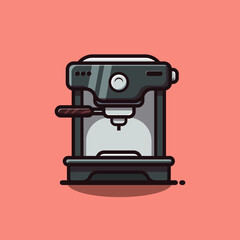 Automatic Coffee Machine Illustration Of Flat Cartoon Icon. Premium Vector Cafe Icon Concept Isolated. Flat Cartoon Style