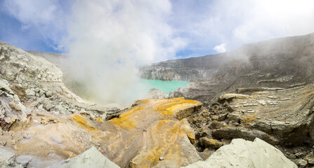 Ijen volcano in East Java, Indonesia